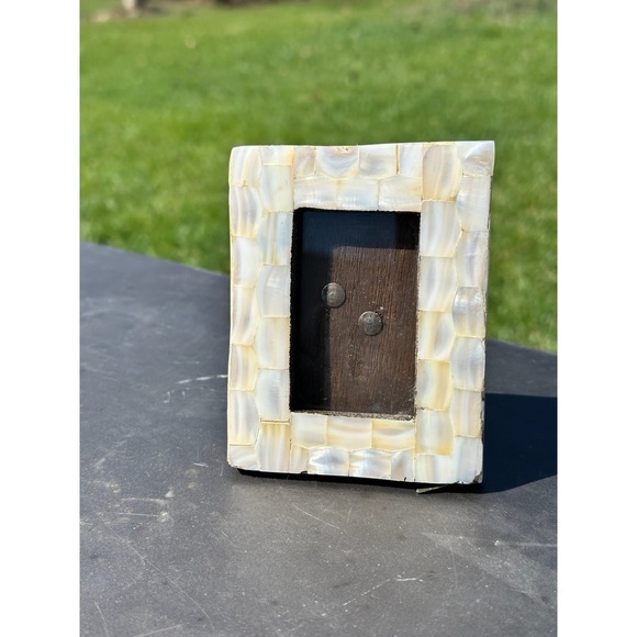Pearl Other - Vintage Mother of Pearl Mosaic Mini Picture Frame 3.5x4.5 Easel Back